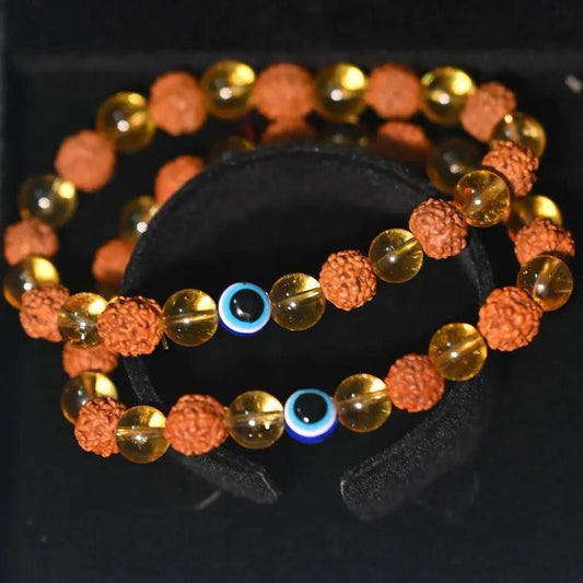 Rudraksha Citrine Crystal Bracelet (Pack of 2)
